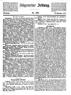 Allgemeine Zeitung Sonntag 19. Oktober 1851