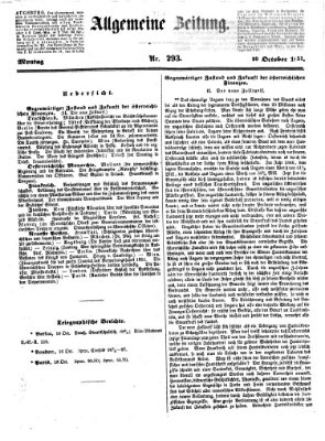 Allgemeine Zeitung Montag 20. Oktober 1851