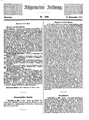 Allgemeine Zeitung Sonntag 16. November 1851