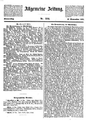 Allgemeine Zeitung Donnerstag 20. November 1851