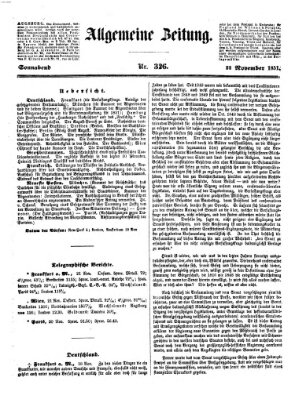 Allgemeine Zeitung Samstag 22. November 1851