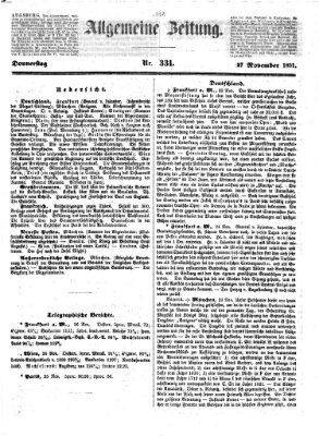 Allgemeine Zeitung Donnerstag 27. November 1851