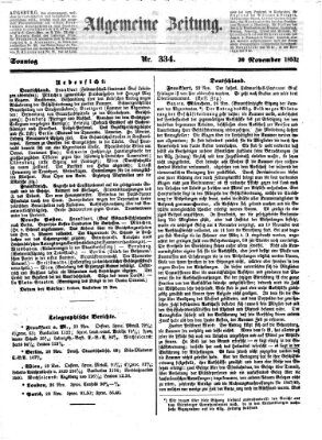 Allgemeine Zeitung Sonntag 30. November 1851