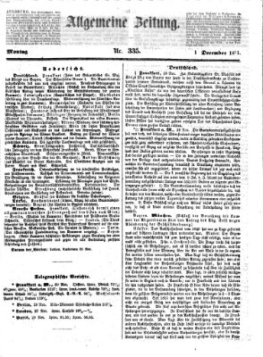 Allgemeine Zeitung Montag 1. Dezember 1851