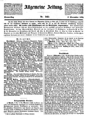 Allgemeine Zeitung Donnerstag 11. Dezember 1851