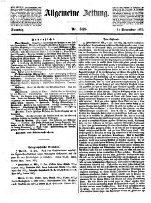 Allgemeine Zeitung Sonntag 14. Dezember 1851