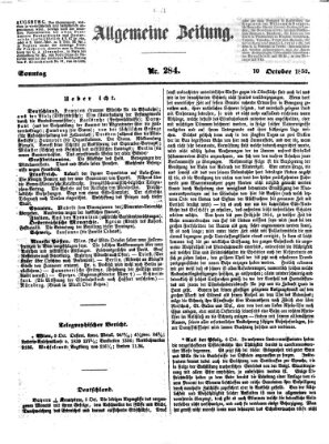 Allgemeine Zeitung Sonntag 10. Oktober 1852