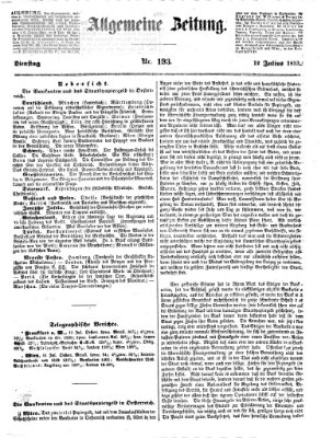 Allgemeine Zeitung Dienstag 12. Juli 1853