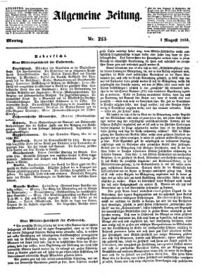 Allgemeine Zeitung Montag 1. August 1853