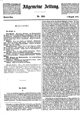 Allgemeine Zeitung Donnerstag 4. August 1853