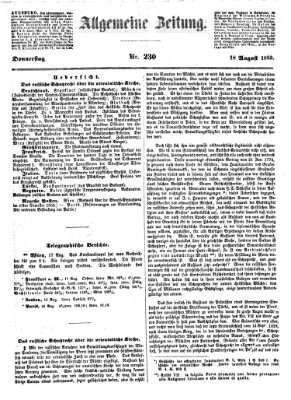 Allgemeine Zeitung Donnerstag 18. August 1853