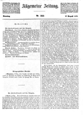 Allgemeine Zeitung Sonntag 21. August 1853