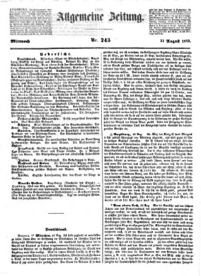 Allgemeine Zeitung Mittwoch 31. August 1853