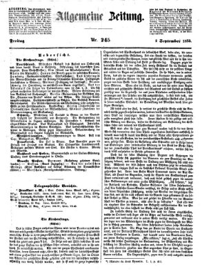 Allgemeine Zeitung Freitag 2. September 1853