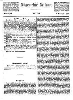 Allgemeine Zeitung Samstag 3. September 1853