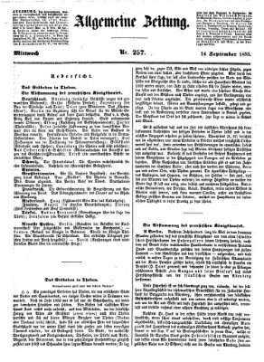 Allgemeine Zeitung Mittwoch 14. September 1853