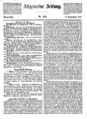 Allgemeine Zeitung Donnerstag 15. September 1853