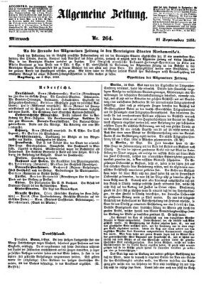 Allgemeine Zeitung Mittwoch 21. September 1853