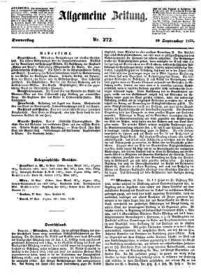 Allgemeine Zeitung Donnerstag 29. September 1853