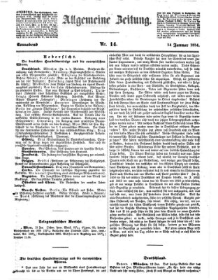 Allgemeine Zeitung Samstag 14. Januar 1854