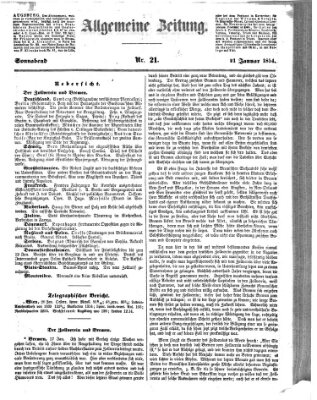 Allgemeine Zeitung Samstag 21. Januar 1854