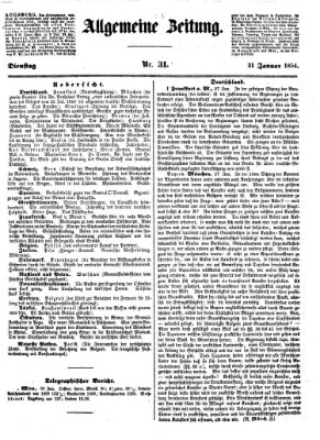 Allgemeine Zeitung Dienstag 31. Januar 1854