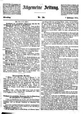 Allgemeine Zeitung Dienstag 7. Februar 1854