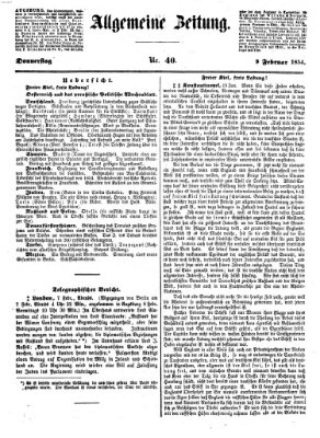 Allgemeine Zeitung Donnerstag 9. Februar 1854