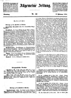 Allgemeine Zeitung Sonntag 19. Februar 1854