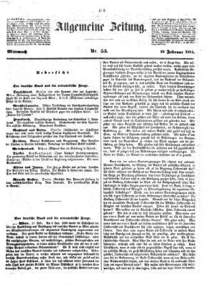 Allgemeine Zeitung Mittwoch 22. Februar 1854