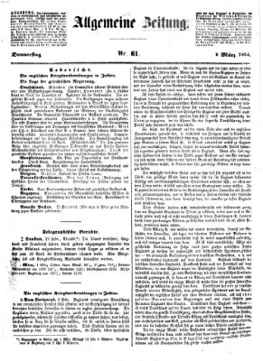 Allgemeine Zeitung Donnerstag 2. März 1854