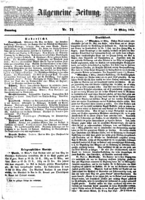 Allgemeine Zeitung Sonntag 12. März 1854