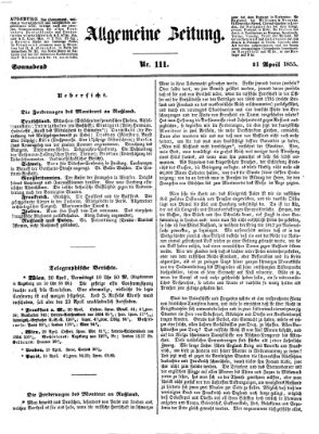 Allgemeine Zeitung Samstag 21. April 1855