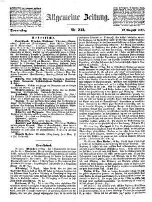 Allgemeine Zeitung Donnerstag 20. August 1857