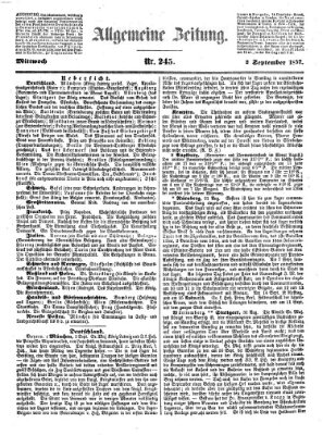 Allgemeine Zeitung Mittwoch 2. September 1857