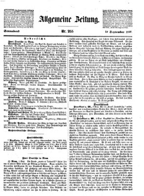 Allgemeine Zeitung Samstag 12. September 1857