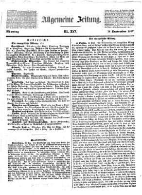 Allgemeine Zeitung Montag 14. September 1857