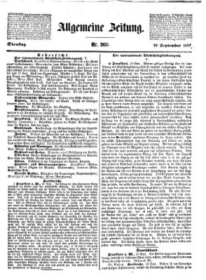 Allgemeine Zeitung Dienstag 22. September 1857