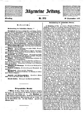 Allgemeine Zeitung Dienstag 29. September 1857