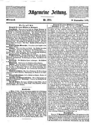 Allgemeine Zeitung Mittwoch 30. September 1857