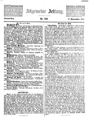 Allgemeine Zeitung Donnerstag 12. November 1857