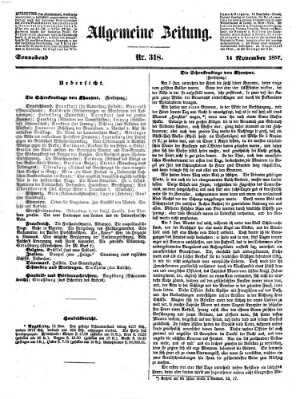 Allgemeine Zeitung Samstag 14. November 1857