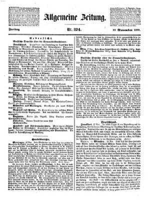 Allgemeine Zeitung Freitag 20. November 1857