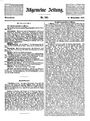 Allgemeine Zeitung Samstag 21. November 1857