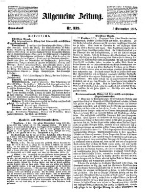 Allgemeine Zeitung Samstag 5. Dezember 1857