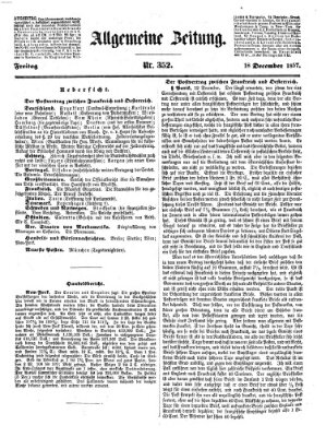 Allgemeine Zeitung Freitag 18. Dezember 1857