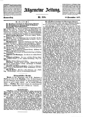 Allgemeine Zeitung Donnerstag 24. Dezember 1857