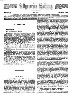 Allgemeine Zeitung Mittwoch 11. April 1860