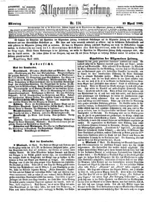 Allgemeine Zeitung Montag 23. April 1860