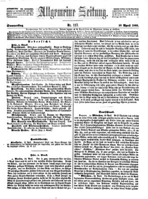 Allgemeine Zeitung Donnerstag 26. April 1860